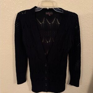 Takeout Vintage Y2K Black Button-Up Women's Knit Cardigan, Size M